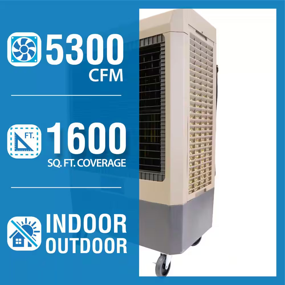 5,300 CFM 3-Speed Portable Evaporative Cooler (Swamp Cooler) for 1,600 Sq. Ft.