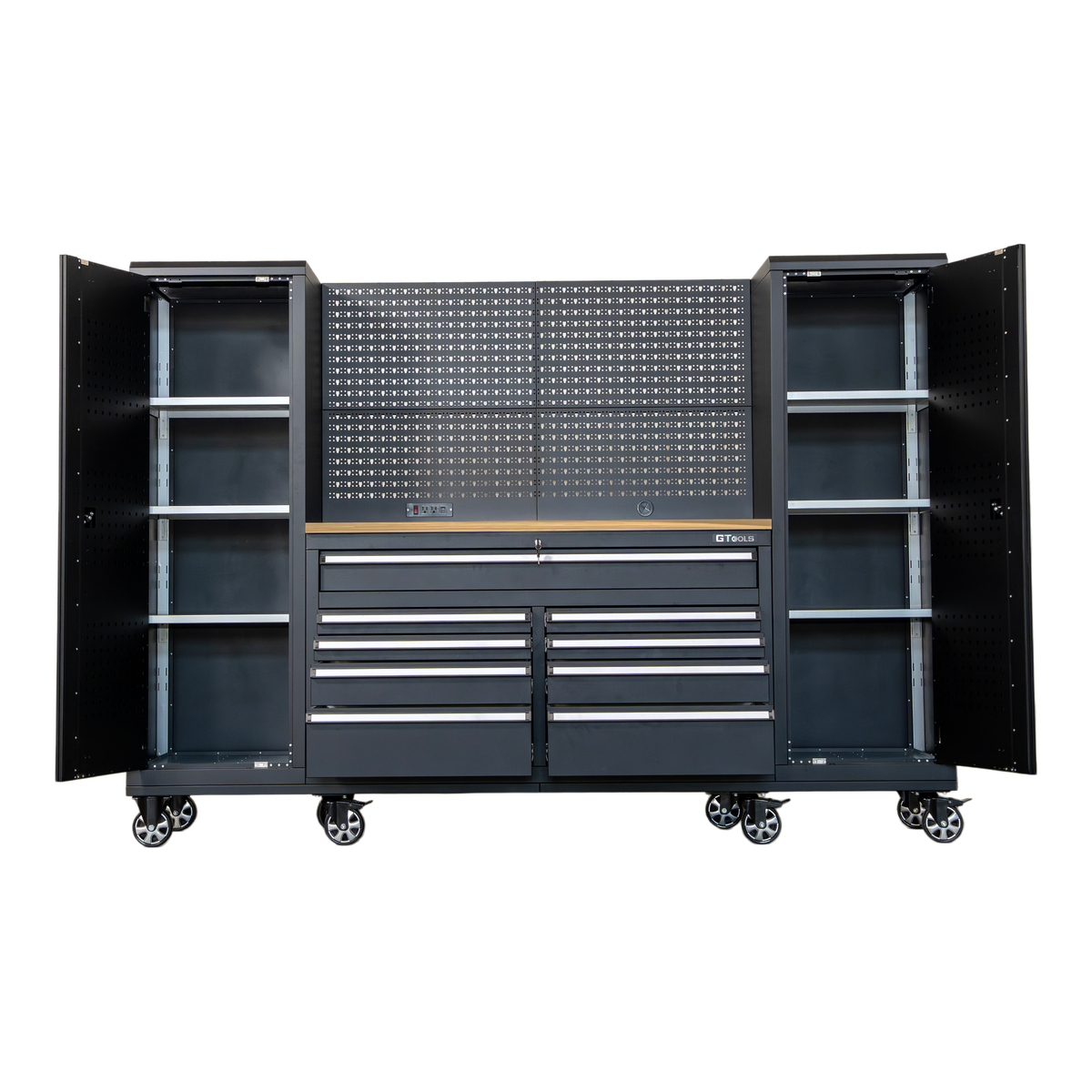 100" Rolling Tool Chest Workstation with Bench Top & Side Lockers