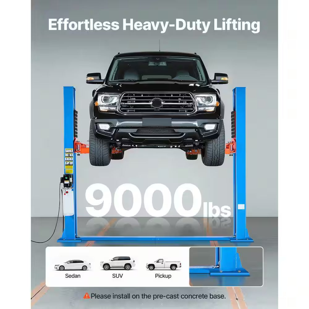 9000 Lbs. Capacity 2-Post Car Lift, 220V 2.95 HP Motor, 74.8-In. Height for Home Garage, Repair Shop and Workshop, Blue