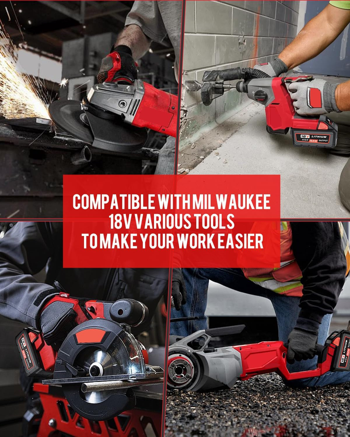 2Pack 18V 12000Mah Lithium Ion Replacement for Milwaukee M-18 Battery