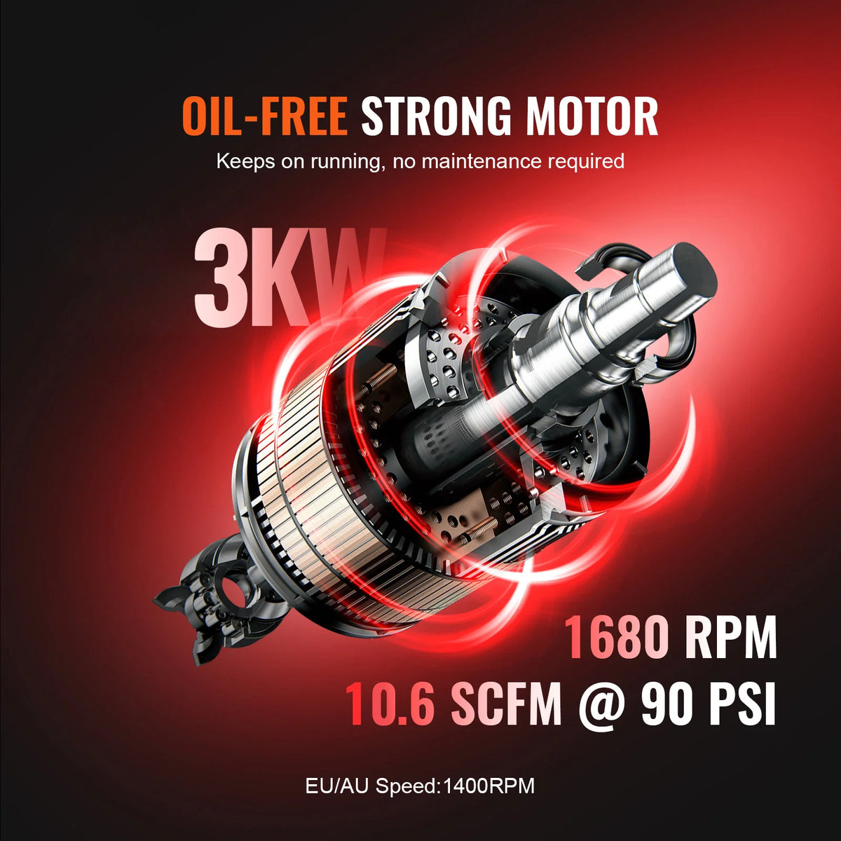 Air Compressor, 20 Gallon Steel Tank, 4HP 10.6 CFM@90 PSI Oil Free Air Compressor & Max. 125PSI Pressure, 78Db Ultra Quiet Portable Compressor, for Auto Repair, Tire Inflation, Spray Painting