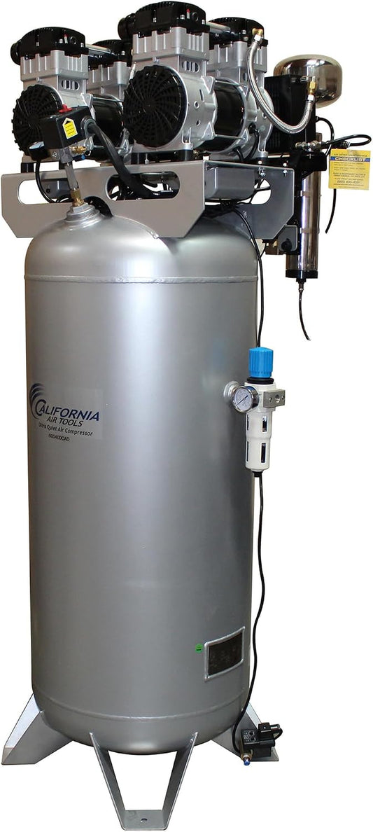 60040DCAD 4.0 HP Ultra Quiet and Oil-Free Air Compressor, 60 Gallon Steel Tank, 75 Dba Noise Level, with Air Drying System and Auto Drain