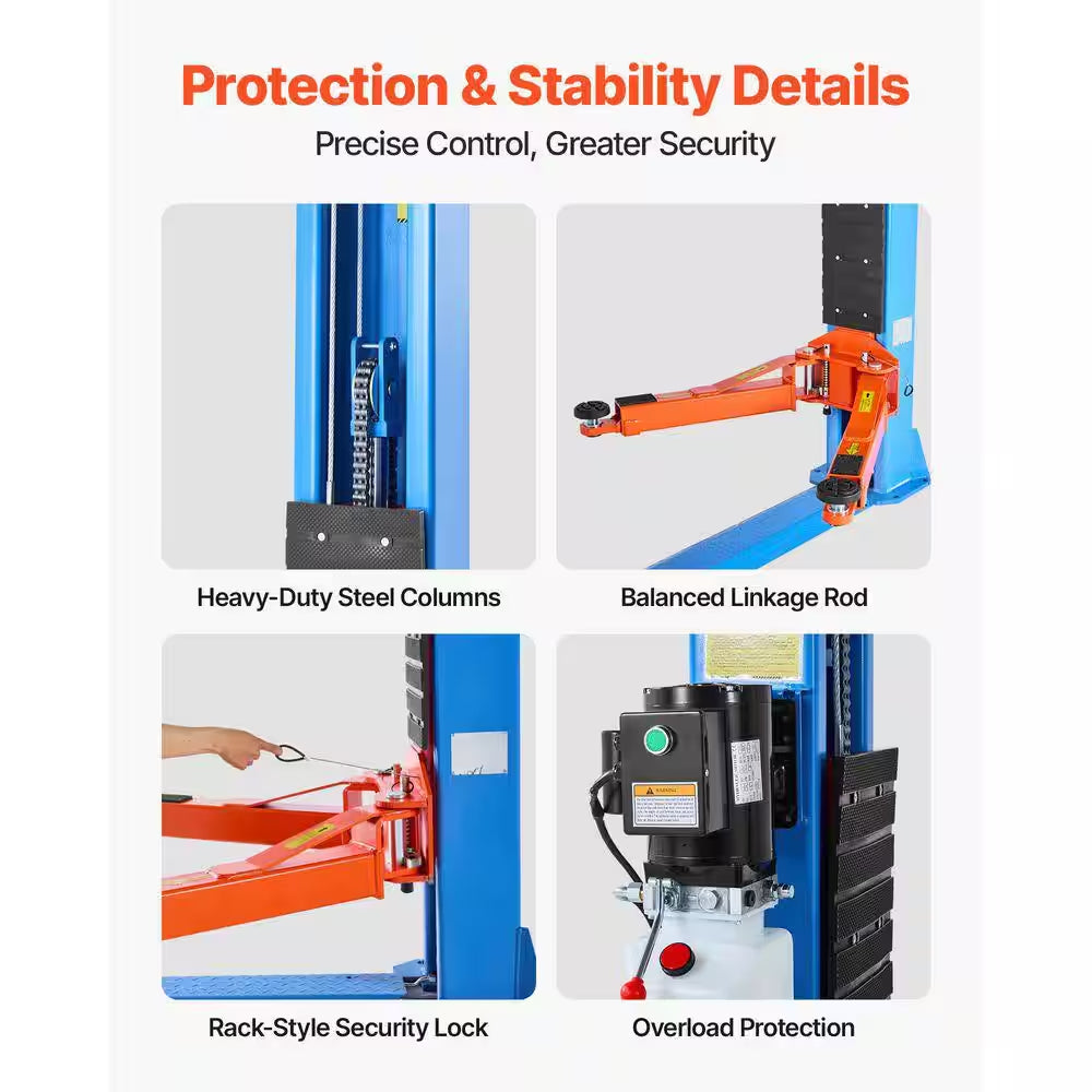 9000 Lbs. Capacity 2-Post Car Lift, 220V 2.95 HP Motor, 74.8-In. Height for Home Garage, Repair Shop and Workshop, Blue