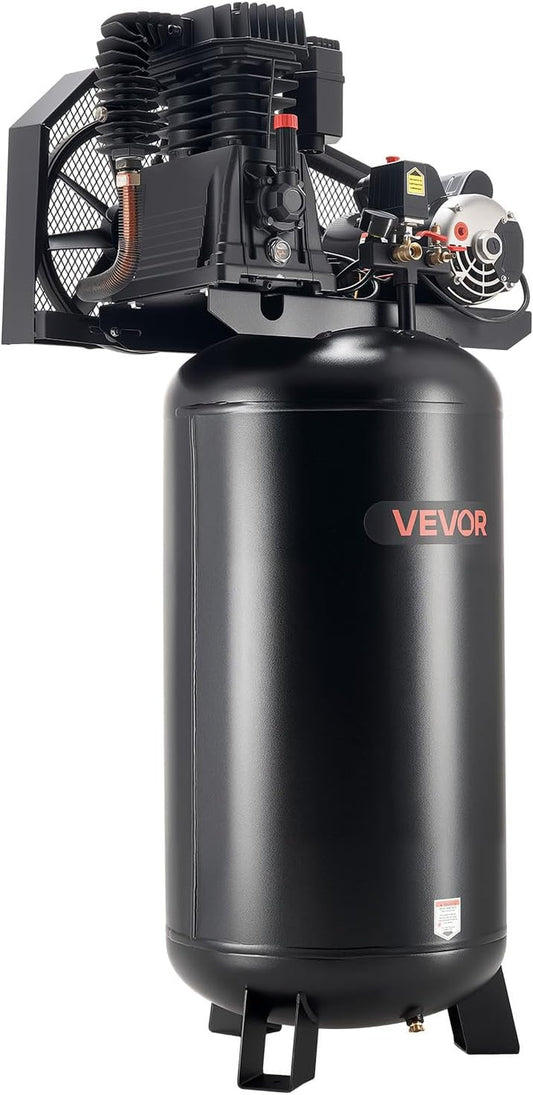 60 Gallons Heavy-Duty Air Compressor, 5HP 12 SCFM at 90PSI Air Compressors Max 145PSI Pressure, Oil-Lubricated Compressor Tank for Industrial Manufacturing, Large Workshops (230V 60Hz, No-Plug)
