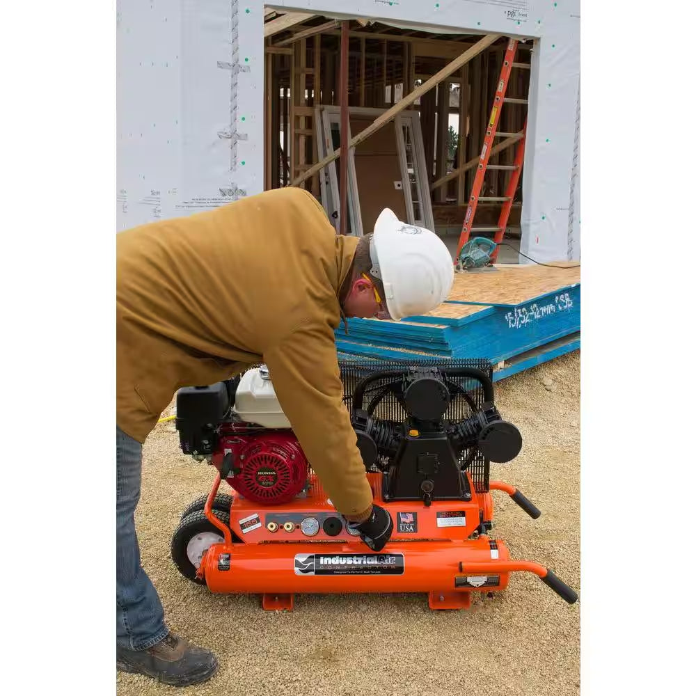 9 Gal. Portable Wheelbarrow Air Compressor with 9 HP Electric Start Honda Gas Engine