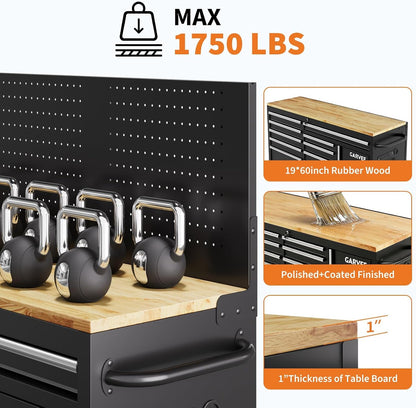 60 in Rolling Tool Chest, 10 Drawers Mobile Garage Tool Cabinet