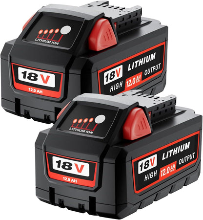 2Pack 18V 12000Mah Lithium Ion Replacement for Milwaukee M-18 Battery