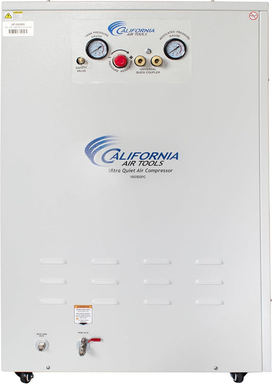 10020DSPC 2.0 HP Ultra Quiet and Oil-Free Air Compressor, 10 Gallon Tank, 58 Db Noise Level, in Sound Proof Cabinet, with 80% Air Dryer and Aftercooler
